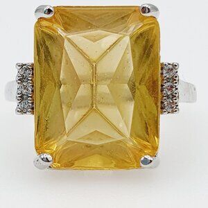- 💝Hyperbole With Huge Yellow CZ Prong Setting Ring, GPMB1492